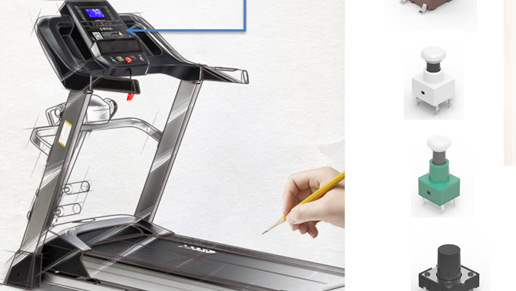 應(yīng)用于：運(yùn)動(dòng)器材面板，主要普通6*6，12*12輕觸開關(guān)系列